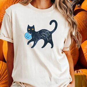 Cat Shirt, Fall Tshirt, Cat Lover Pumpkin Shirt, Cool Cat Shirt